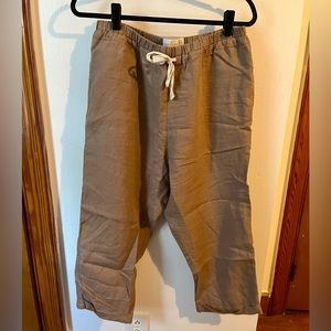 Not Perfect Linen Toledo cropped linen pants in taupe
